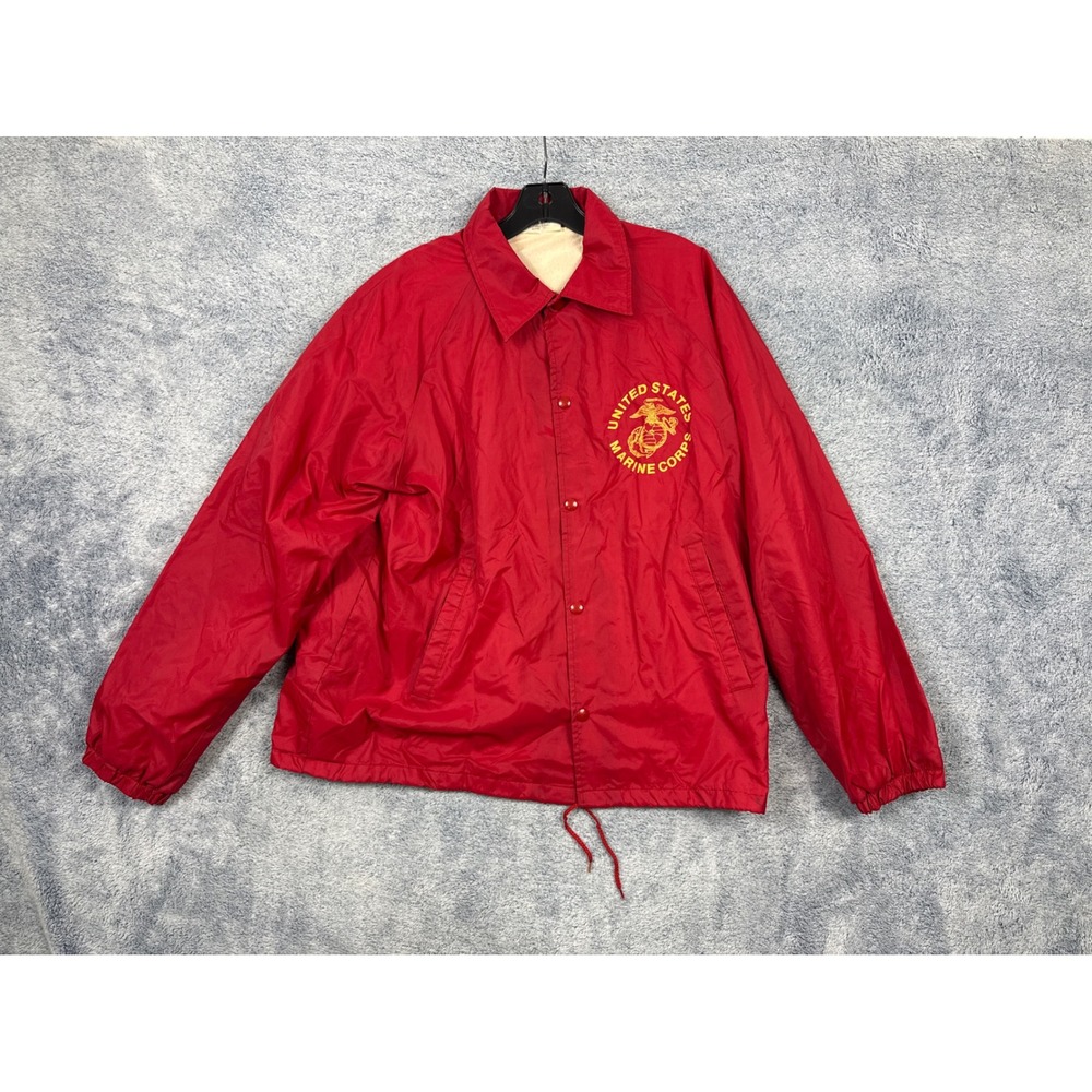 K-Brand Mens L Red US Marine Corps Coaches Jacket Vintage USMC Made USA